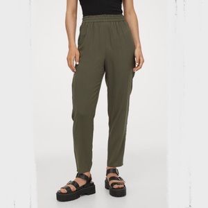 Olive green Pull-on Pants casual cute elastic wais
